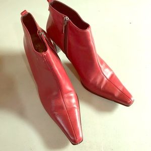 Vintage Red Leather Booties Boots Made in Italy 7